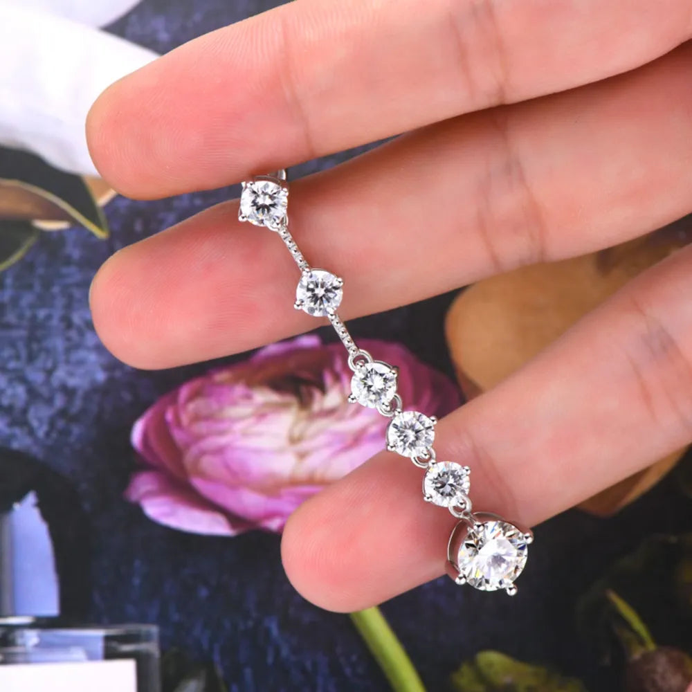 luxury 4 carat moissanite earrings 925 silver for wedding or gift