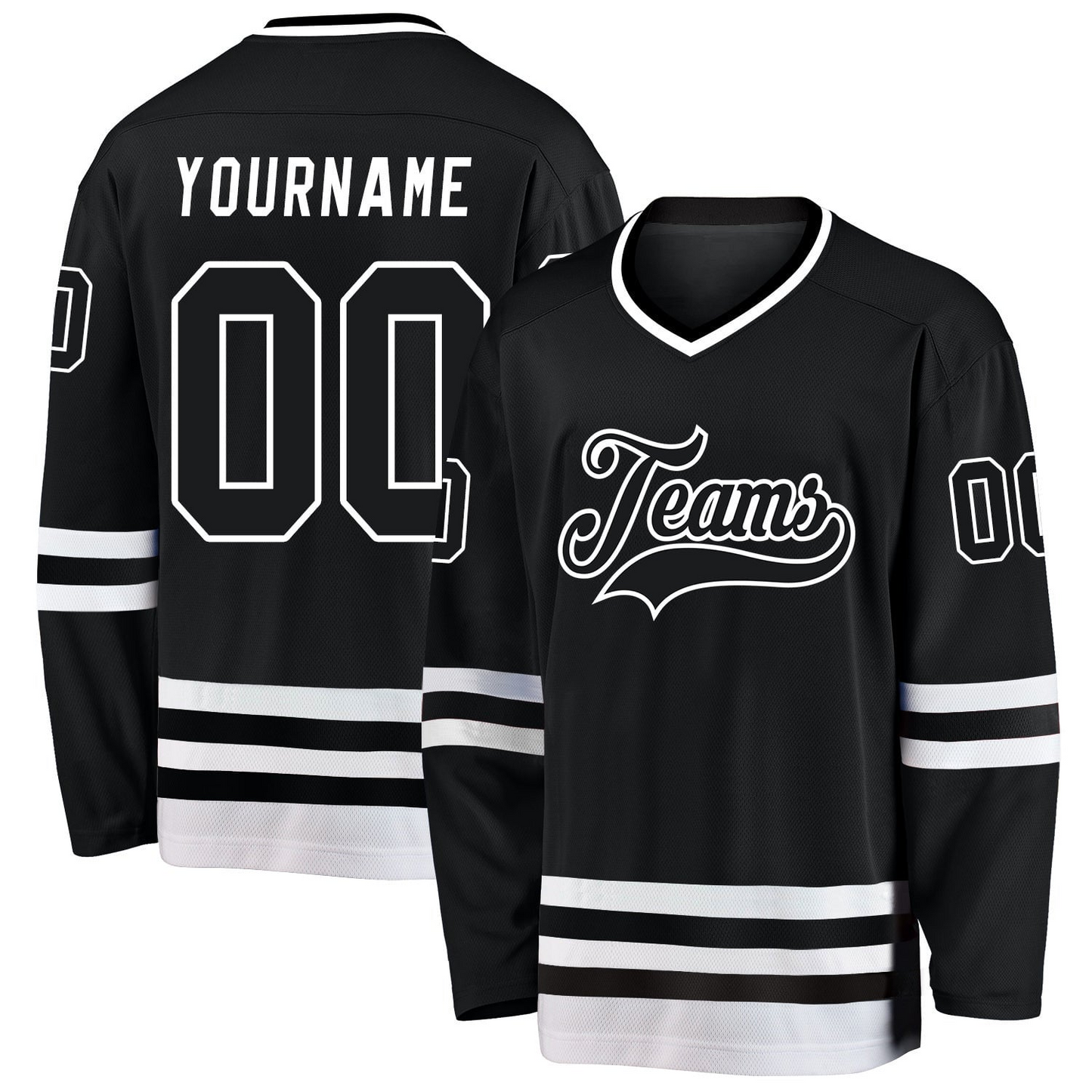 Black Black-White Custom Hockey Jersey