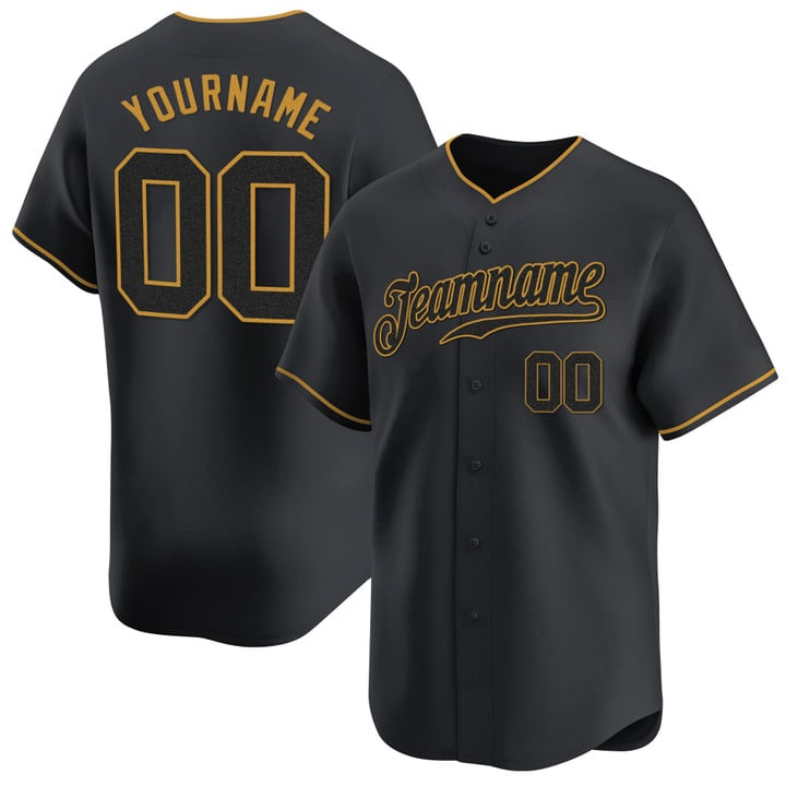 Black Black - Old Gold Custom Baseball Jersey