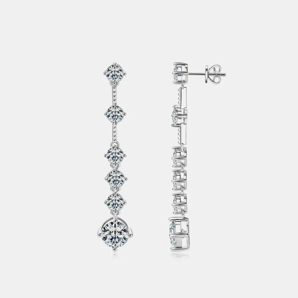 statement moissanite earrings 4 carat total weight silver dangle design