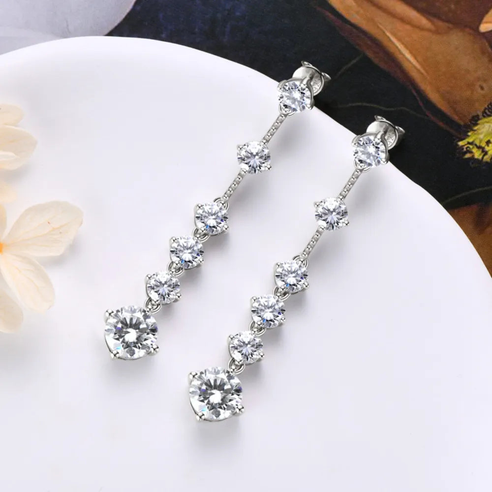 moissanite dangle earrings 4ct in 925 sterling silver elegant design