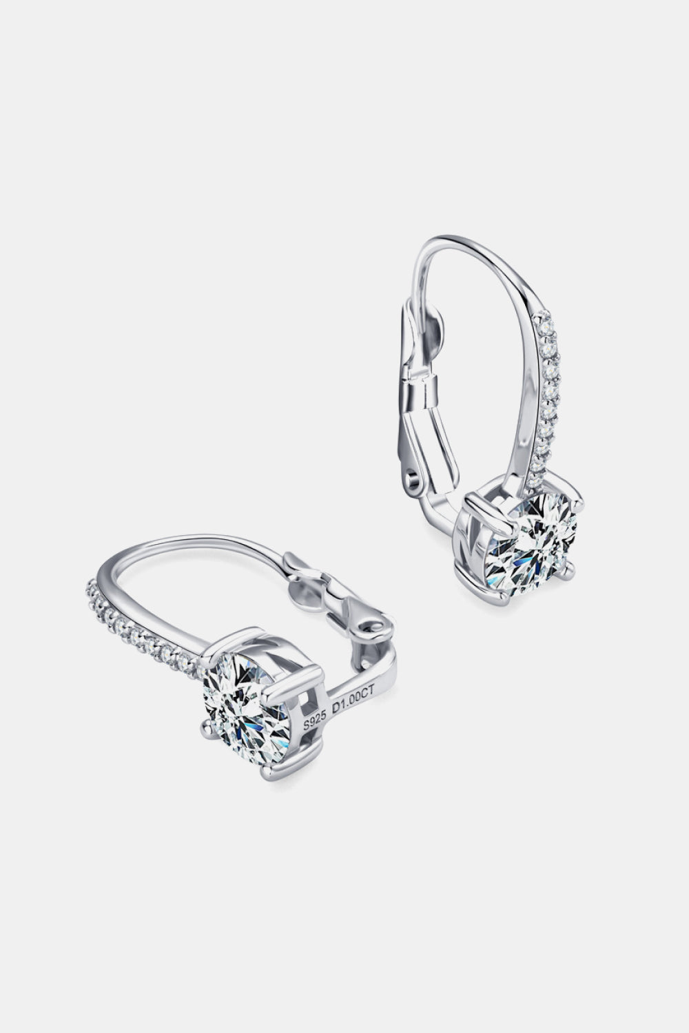 Sparkling round moissanite earrings in yellow gold plated sterling silver