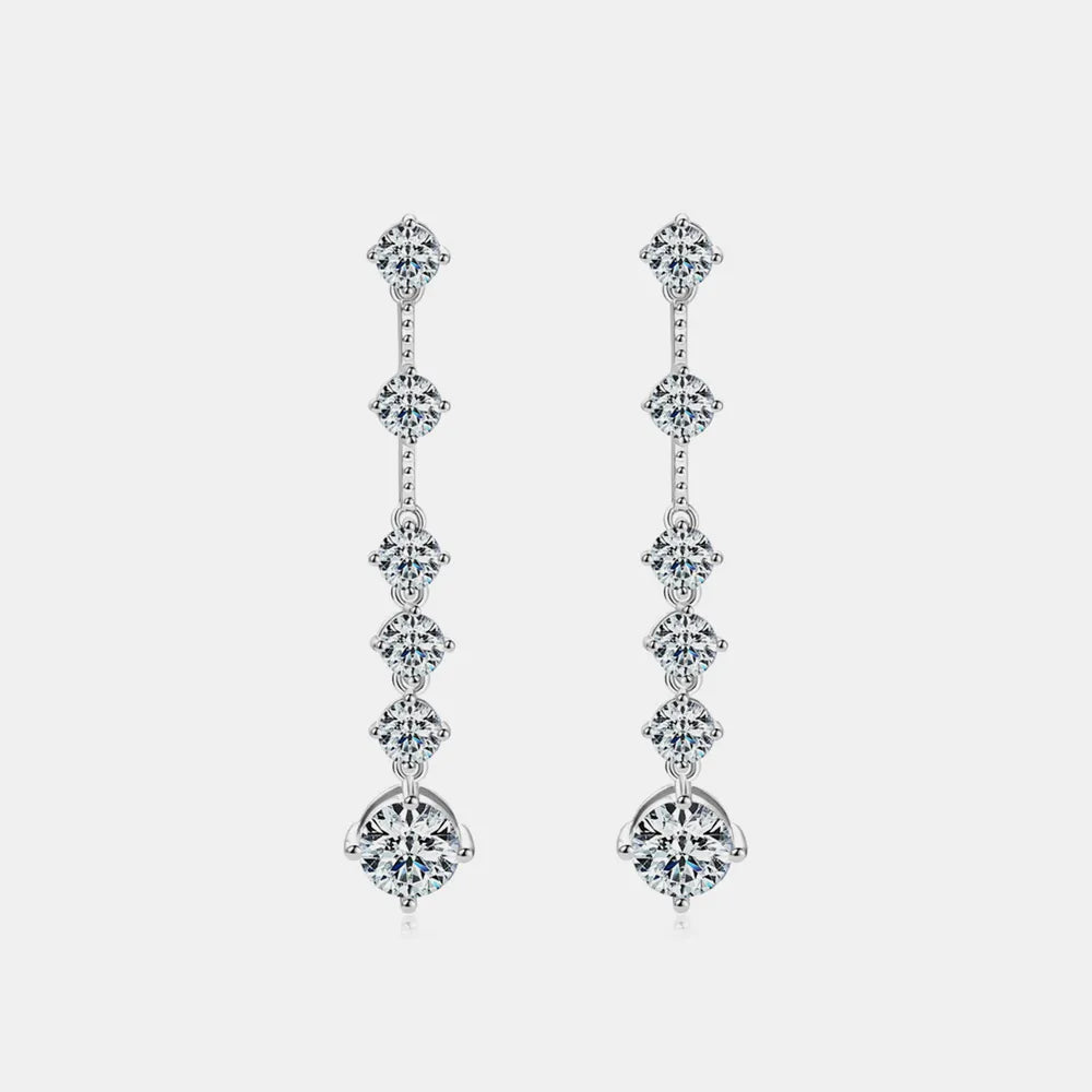 elegant moissanite drop earrings sterling silver brilliant round stones