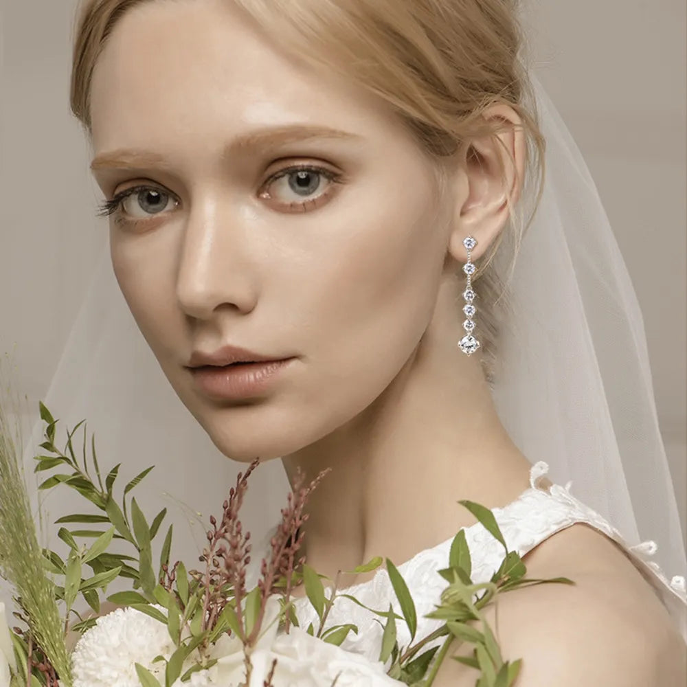 bridal moissanite earrings 4ct 925 sterling silver dangling style