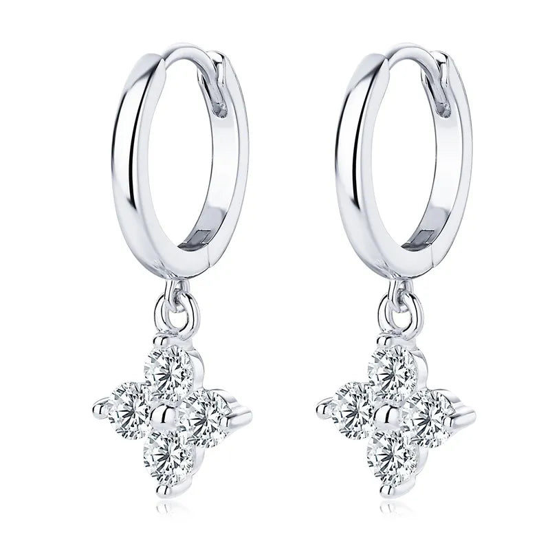 Handcrafted flower shaped moissanite earrings for minimalist jewelry style