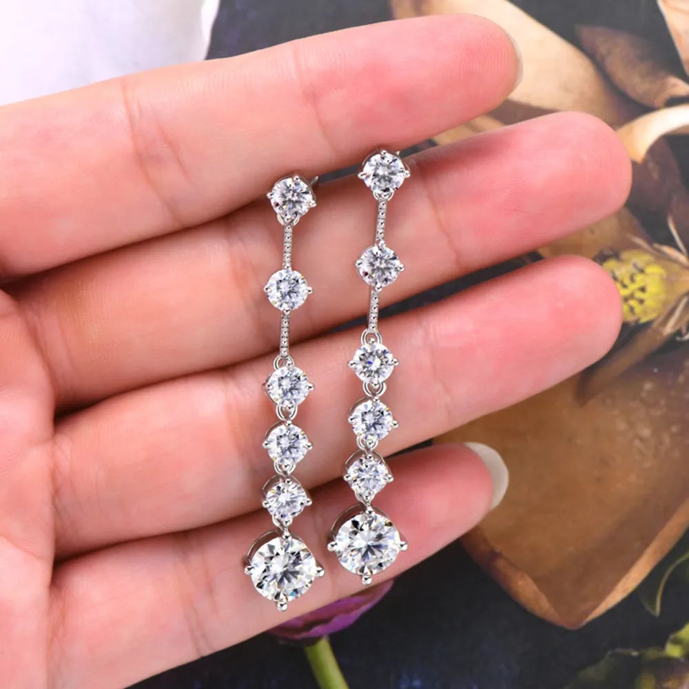 sparkling moissanite drop earrings sterling silver multi stone design