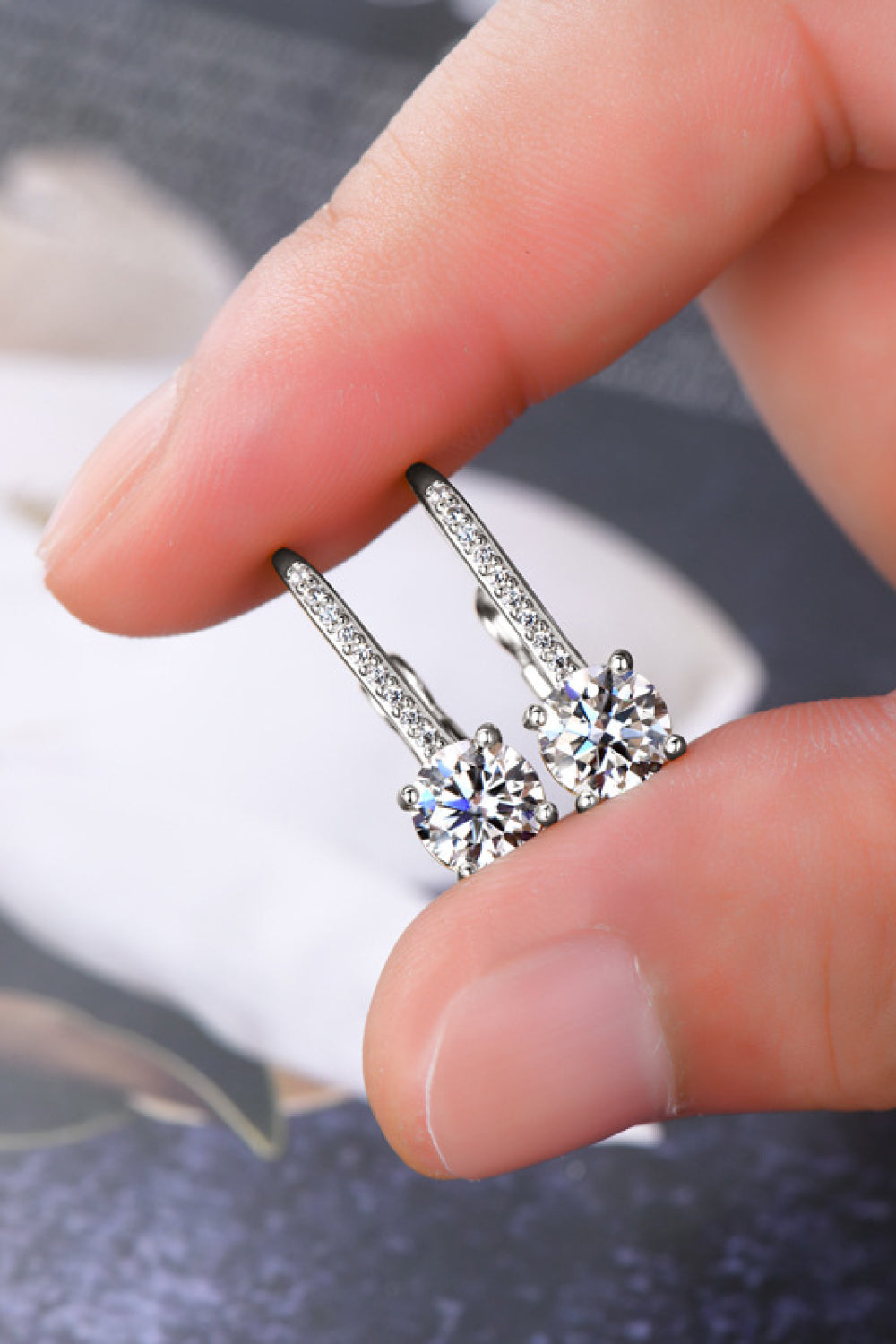 Hypoallergenic 925 silver moissanite drop earrings for sensitive ears